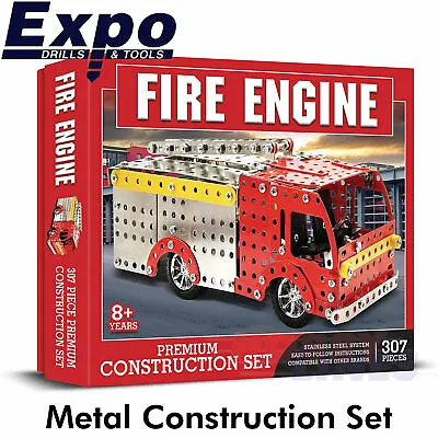 FIRE ENGINE Stainless Steel Construction Set 348 Pieces Metal Kit CHP0012 • £24.99