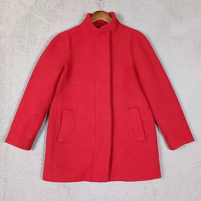 J.Crew Mercantile Coat Womens 8 Red Wool Blend Full Zip Lined Long Sleeve Preppy • $27.99