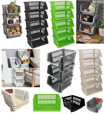 Kitchen Storage Stacking Stackable Basket Fruit Vegetable Rack 1 2 3 4 5 Tier • £12.95