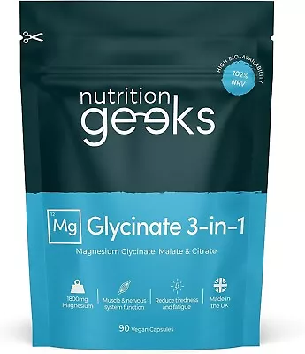 Magnesium Glycinate 3-in-1 Complex 1800mg Magnesium Supplements High Absorption • £11.06