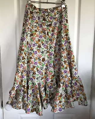 Billy Plunkett Vintage Womens Skirt Size SSW Floral Front Zip Ruffled Point Hem • $16.69