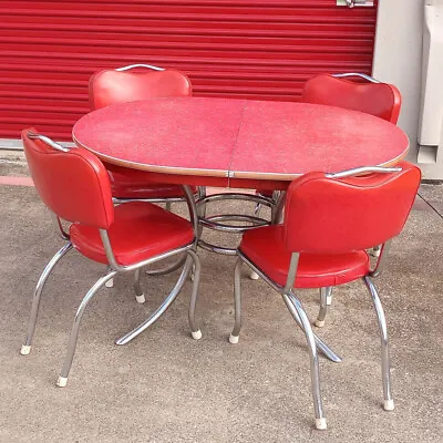 $790 • Buy Vintage 1950s Virtue Brothers  Chrome Furniture  Dining Set - Table & Chairs 