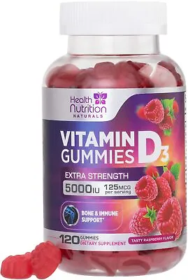 Extra Strength Vitamin D3 Gummies 5000 IU (125 Mcg) High Potency Vitamin D Gummy • $13.72