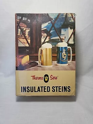 Nos In Box Thermo Serv Set Of 4 Gold Insulated Beer Steins • $45