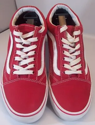 Vans #721356 Red Sneakers Unisex Old Skool Shoes Men US Size 7 Womens Size 8.5 • $24.99
