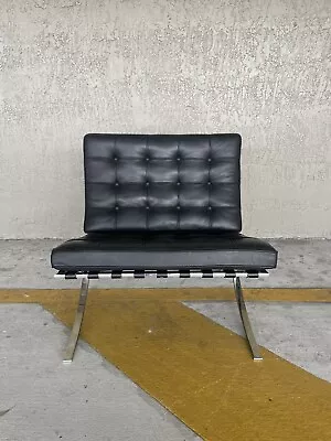 Knoll Barcelona Chair Volo Black Leather Stamped 100% Authentic • $3750