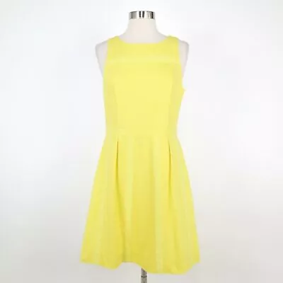 J.CREW Lace A-Line Dress 6 Sleeveless Bright Yellow Embroidered Cotton Pique • $27.92