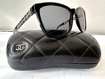 Chanel 5360 Q Black Chain Sunglasses Made In Italy With Case • $199.99