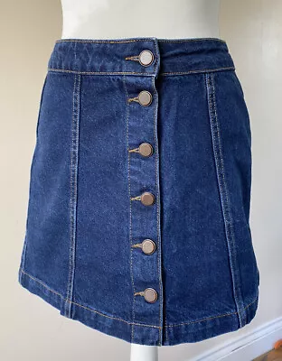 Denim Mini Short Skirt Size 6 Button Down • £10