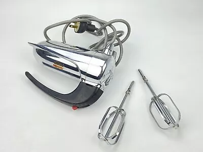 Vintage 1950's SUNBEAM Mixmaster Junior Model JC Chrome + Beaters Tested WORKING • $39.99