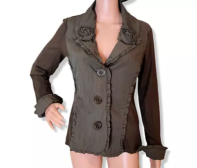 Women's Size 12 Brown Jacket With Rosette Detail By Gabriella Frattini • $30