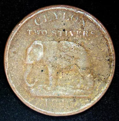 1815 Ceylon - George III Two Stivers Elephant Copper Coin • £14.99