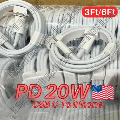 Bulk Lot  20W PD USB C Fast Charger Cable Type C Cord For IPhone 14 13 12 11 8 6 • $264.44