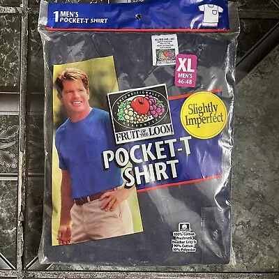 Vintage Fruit Of The Loom Pocket T Shirt Size XL 46-48 Blue Single Stitch 1998 • $17.99