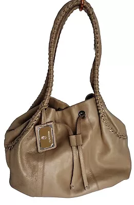 Paolo Masi Women Italian Leather Braided Straps Shoulder Handbag In Carmel Color • $55