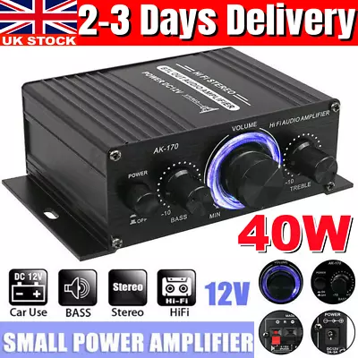 40W HiFi Digital Power Amplifier Mini Stereo Audio Amp Car Home DC12V Remote HOT • £10.89