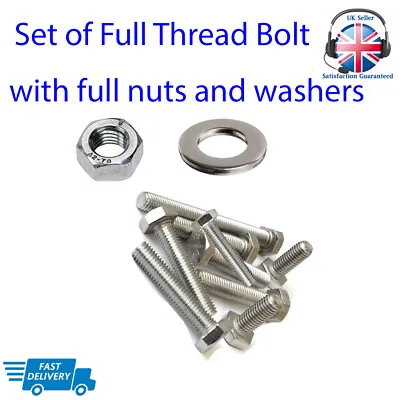 £3.75 • Buy Nuts And Bolts Set Screws Full Thread And Washers Stainless Steel M4 M5 M6 M8