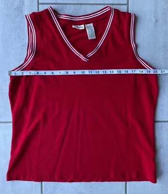 $5.84 • Buy St. John's Bay Mens Sweater Vest Red V Neck Stretch Stripe Sleeveless XL