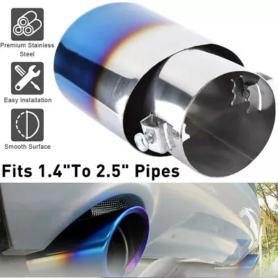 Exhaust Pipe Rear Tip Car Tail Throat Stainless Muffler Steel Round 1.4  To 2.5  • $14.09