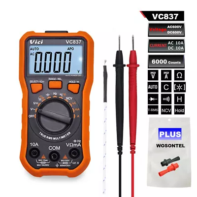 VC837 Digital Multimeter DMM True RMS 6000 Auto Range Capacitance Resistance NCV • $16.78