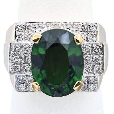 Laura Ramsey 14K Yellow Gold 6.43Ct Green Tourmaline 0.56TCW Diamond Ring Size7 • $2495