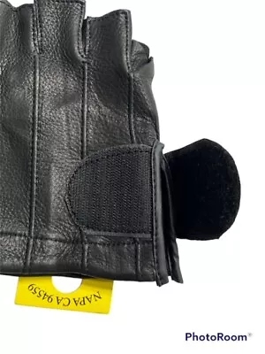 DEERSKIN Leather FINGERLESS Gloves Work Motorcycle Mens Anti-Vibration Gel Pad • $16.99