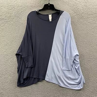 Marla Wynne Blouse Womens Small Top Short Sleeve Boxy Fit Blue • $14.95