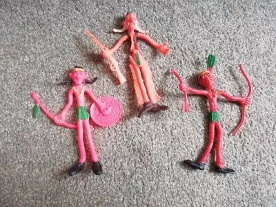 Vintage Bendy Toys Cowboy Native Americans 1970s Hong Kong Collectable Figures • £7.99