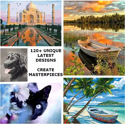 Diy Digital Paint By Numbers Painting Kits Acrylic Paint 120+ Unique Design 2022 • £6.97