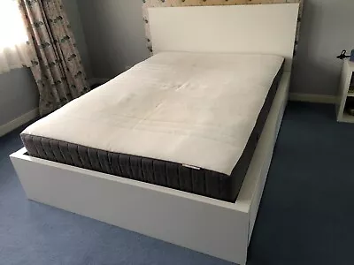 IKEA Malm Bed Frame High White Hovag Mattress 140x200cm  And 4 Storage Boxes • £250