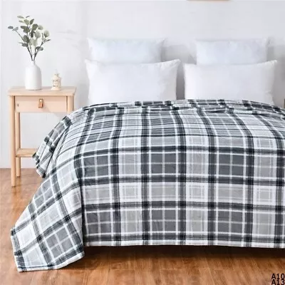 Mainstays Super Soft Gray Plaid Polyester Plush Blanket Twin 66 X90  Suitable • $19.90