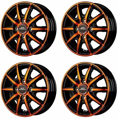 4x RX10-K 14x4.5 +45 4x100 ORBKPCORC Orange Light Track Rims Wheels JDM • $935