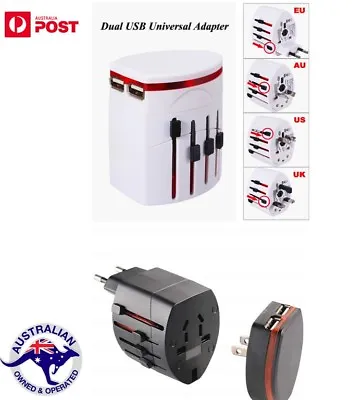 $19.99 • Buy Universal Oversea World Travel Adapter/Converter Dual USB Plug Power AU/UK/US/EU