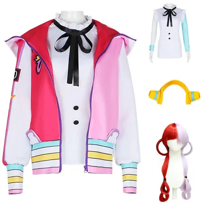 Anime One Piece Film RED UTA Jacket Coat Dress Wig Earphone Cosplay Costumes Set • $16.99