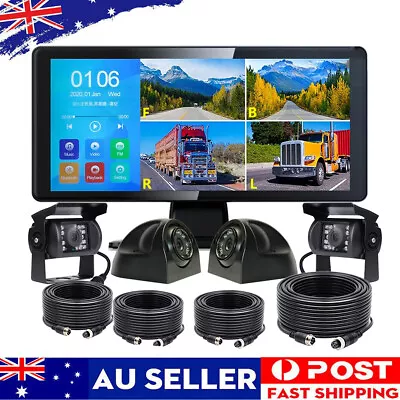 10.36 In. IPS Touch Screen Quad Monitor DVR Rear View Reversing 4 Camera Kit 4CH • $369.99