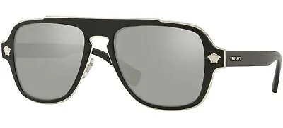 $349.95 • Buy NEW Genuine VERSACE MEDUSA CHARM Black Silver Mirror Sunglasses VE 2199 10006G