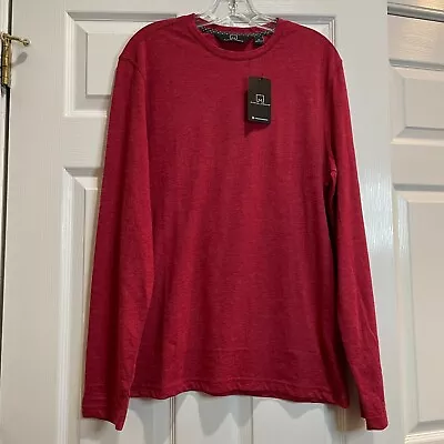 NWT Michael Strahan Men's Medium Red Long Sleeve Pullover Tee Cotton Blend • $9.59