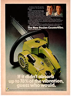 Poulan CounterVibe Chain Saw 1976 Vintage Print Ad Original Man Cave Decor • $7.99