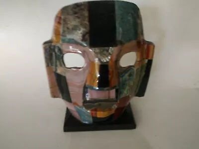 Mayan Indian Burial Mask Mexico Mother Of Pearl Stand  Folk Art • $38