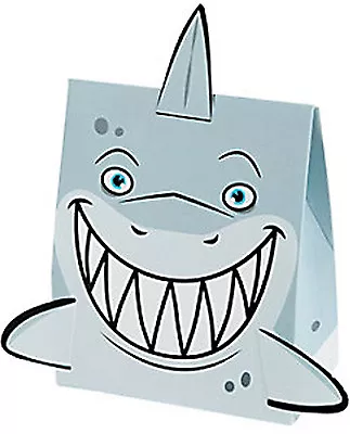 SHARK PARTY Small Treat Favour Boxes Fun Extended Sharks Fins Gift Box Pk Of 6  • $9.95