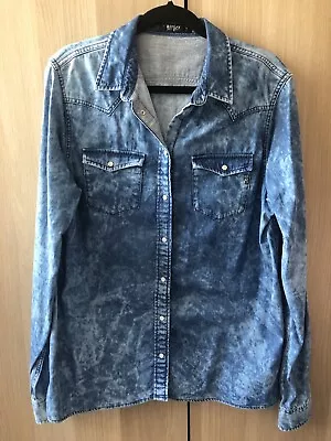 Replay Denim Acid Wash Shirt Large 10-14 • £15