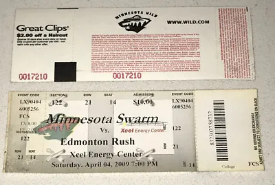 Minnesota Swarm Lacrosse Full Ticket Stub St. Paul MN Xcel Energy Center 4/4/09 • $14.99