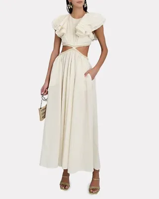 Zimmermann Anneke Striped Cotton Voile Cutout Maxi Dress Size 2/US 8 • $179