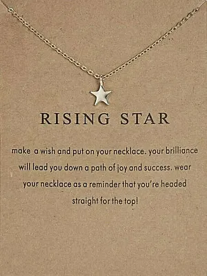 New Woman's Sentimental Rising Star Make A Wish Star Pendant Necklace With Card  • $7.50