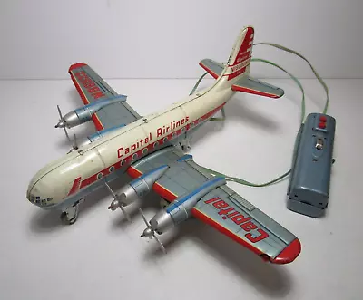 Vtg Capital Airlines Viscount Airplane Tin Litho Toy Plane Line Mar Toys Works • $199.95