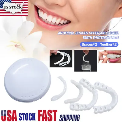 $8.98 • Buy Snap On Upper＆Bottom Set False Teeth Dental Veneers Denture Tooth Cover US STOCK