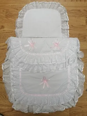 Spanish Romany Style Baby Pram Set Quilt & Pillow Set Colour White / Pink  • £33.99