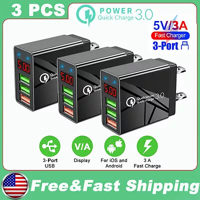 3PCS 3 Port Fast Quick Charge QC 3.0 USB Hub Wall Charger Power Adapter US Plug • $9.99