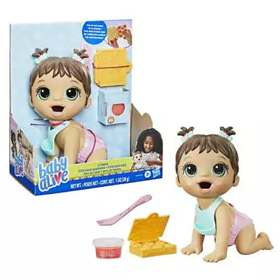 Baby Alive Lil Snacks Baby Doll Brown Hair Realistic Toy Eats Poop 8-inch • $19