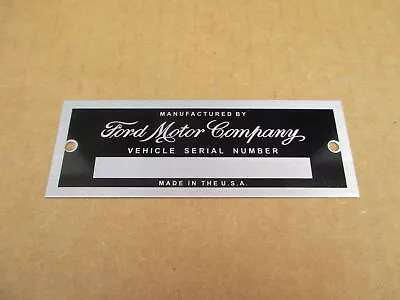 FORD SERIAL NUMBER PLATE MODEL A T DATA TAG 1-1/4 X3-1/2  VEHICLE ID W/ HARDWARE • $11